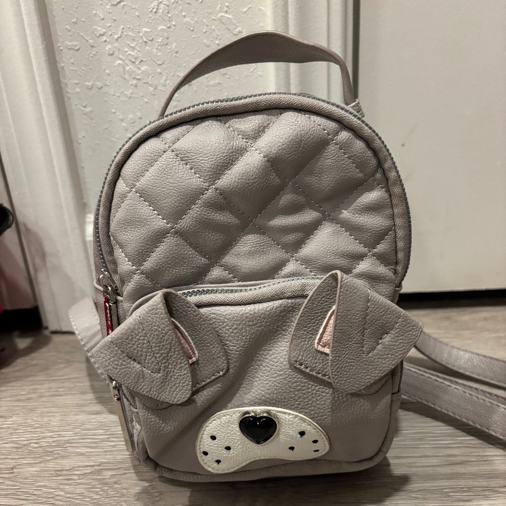 Betsy Johnson Dog Gray Mini Backpack